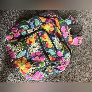 Vera Bradley Jazzy Blooms Weekender Bag Tote Pink Floral Multicolored Strap